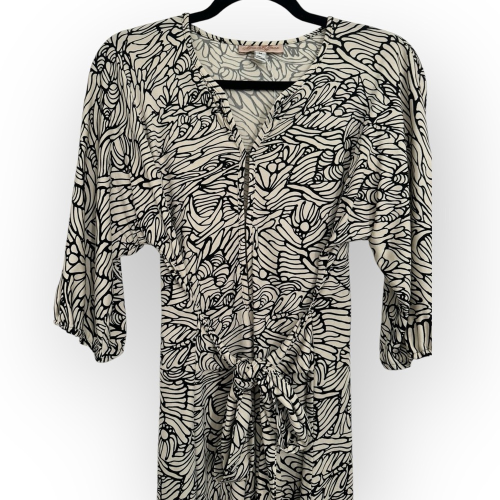 MARA HOFFMAN $340 Retail White/Black Silk Wrap Dress, Size Medium - Picture 9 of 16